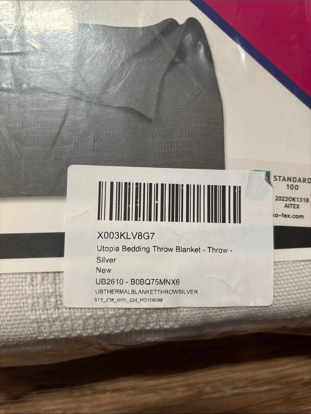 NWT Cotton Blanket light grey THROW 50x60 in
